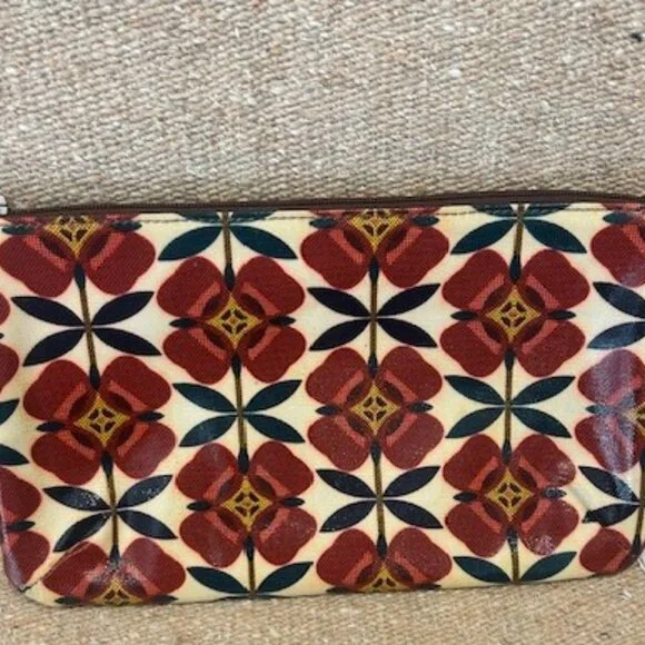 FOSSIL Key-Per Coated Canvas Flower Large Zipper CLUTCH BAG - Picture 5 of 7